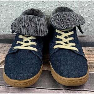 Rocket Dog Chukka Boots Womens Size 5 Blue Denim Foldover Casual Shoes